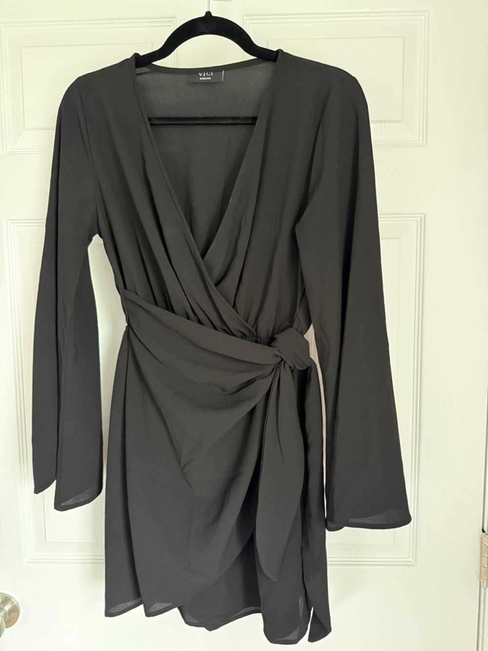 VICI Black Wrap Front Long Sleeve Mini Dress